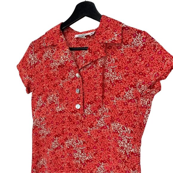 Vintage 90s Jody of CA Micro Floral Button Up Short Sleeve Maxi Dress Small - Picture 2 of 11